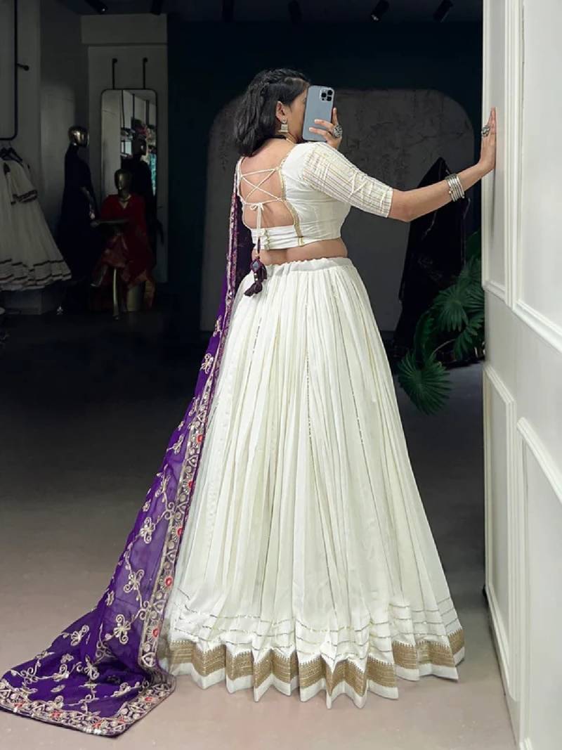 Off White Lehenga Choli With Embroidered Dupatta